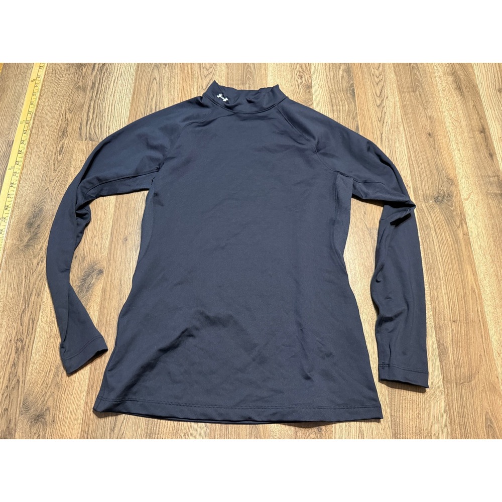 Under Armour Shirts Women Size Large Black Mock Neck Long Sleeve Base Layer